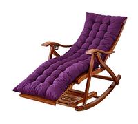 FOELANNE Sdraio pieghevole in bambù, Lettino a dondolo pieghevole e regolabile in bambù con cuscino e poggiapiedi multicolor(Chair+purple Cushion)