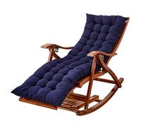 FOELANNE Sdraio pieghevole in bambù, Lettino a dondolo pieghevole e regolabile in bambù con cuscino e poggiapiedi multicolor(Chair+Blue Cushion)