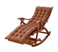 FOELANNE Sdraio pieghevole in bambù, Lettino a dondolo pieghevole e regolabile in bambù con cuscino e poggiapiedi multicolor(Chair+Brown Cushion)