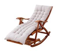 FOELANNE Sdraio pieghevole in bambù, Lettino a dondolo pieghevole e regolabile in bambù con cuscino e poggiapiedi multicolor(Chair+Gray Cushion)