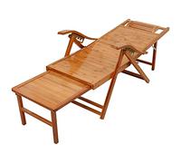 FOELANNE Sdraio pieghevole in bambù, Poltrona reclinabile pieghevole in bambù regolabile con braccioli e cuscino poggiatesta multicolore(Brown)