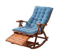 FOELANNE Sdraio pieghevole in bambù, Sedia a dondolo in bambù regolabile pieghevole da esterno con massaggio ai piedi Blu