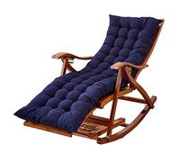 FOELANNE Sdraio pieghevole in bambù, Sedia a dondolo pieghevole in bambù con massaggio ai piedi e cuscino regolabile blu, supporto 380 libbre