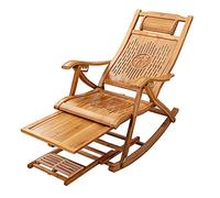 FOELANNE Sdraio pieghevole in bambù, Sedia a dondolo regolabile a forma di S in bambù con poggiatesta for massaggio ai piedi pieghevole for esterni 180 kg