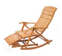 FOELANNE Sdraio pieghevole in bambù, Sedia a dondolo regolabile pieghevole in bambù for esterni con schienale a forma di S e massaggio ai piedi
