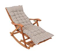 FOELANNE Sdraio pieghevole in bambù, Sedia reclinabile pieghevole a dondolo in bambù, poggiatesta regolabile, massaggio ai piedi, cuscino rimovibile(Recliner+long Cushion)