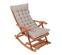 FOELANNE Sdraio pieghevole in bambù, Sedia reclinabile pieghevole a dondolo in bambù, poggiatesta regolabile, massaggio ai piedi, cuscino rimovibile(Recliner+short Cushion)