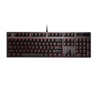 FOELANNE Tastiera da gioco, Tastiera ottica USB cablata con retroilluminazione rossa e 104 tasti, nera