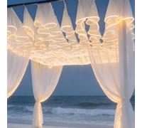 FOELANNE Tende da soffitto for Matrimoni con luci for palcoscenici di Cerimonie Feste, Dimensioni Multiple, Multicolori(100mx0.6m,WhiteVeil+WarmLight)