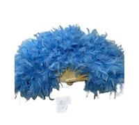FOELANNE ventilatore a mano di bambù, Ventaglio di piume pieghevole portatile for fotografia di danza di scena Oggetti di scena for feste di matrimonio Multicolor 70x40 cm(Sky Blue)