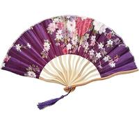 FOELANNE ventilatore a mano di bambù, Ventaglio pieghevole in carta di bambù in stile cinese for decorazioni for feste di nozze multicolore 21x38 cm(N)