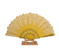 FOELANNE ventilatore a mano di bambù, Ventaglio pieghevole in plastica in polvere d'oro artigianale retrò stile cinese multicolore 43 * 24 cm(A10)