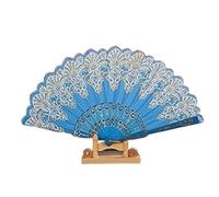 FOELANNE ventilatore a mano di bambù, Ventaglio pieghevole in plastica in polvere d'oro artigianale retrò stile cinese multicolore 43 * 24 cm(A7)