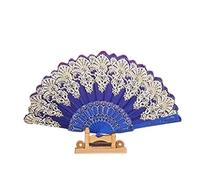 FOELANNE ventilatore a mano di bambù, Ventaglio pieghevole in plastica in polvere d'oro artigianale retrò stile cinese multicolore 43 * 24 cm(A5)