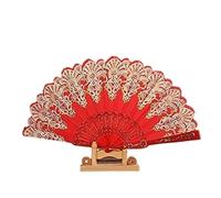 FOELANNE ventilatore a mano di bambù, Ventaglio pieghevole in plastica in polvere d'oro artigianale retrò stile cinese multicolore 43 * 24 cm(A8)