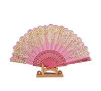 FOELANNE ventilatore a mano di bambù, Ventaglio pieghevole in plastica in polvere d'oro artigianale retrò stile cinese multicolore 43 * 24 cm(A3)