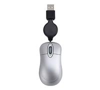 Foemey Mini mouse USB con cavo retrattile, piccolo, 1600 mouse ottico compatto da viaggio per Windows 98 2000 XP Vista Ve (argento)