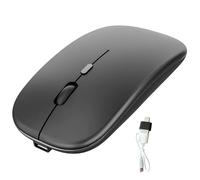 Foemey Mouse wireless ricaricabile, 2,4 G, ultra silenzioso, mouse ottico con ricevitore USB e tipo C, per laptop, (nero)
