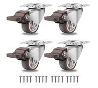 Foemey Set di 4 ruote per mobili, piccole, 25 mm, girevoli a 360 gradi, resistenti, silenziose, in gomma solida