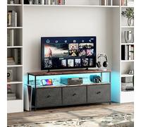 FOERPL Mobile TV LED, 108 cm, tavolo TV, mobile tele con LED cassetto in tessuto, tavolo da TV soggiorno con stoccaggio, panca TV mobile basso per soggiorno, camera da letto (E 3cassetti, 108 cm)