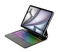 FOGARI Custodia con tastiera Magic per iPad Air 13 2026/2025/2024 (M4/M3/M2 | Magic Keyboard per iPad Pro 12.9 6. 5. / 4. 3. Gen con trackpad, illuminazione a 7 colori e supporto magnetico, viola
