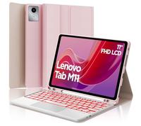 FOGARI Custodia per tastiera Lenovo Tab M11 2024, Multi Touch Trackpad, 7 colori di illuminazione, custodia tastiera con magnete Bluetooth rimovibile per Lenovo Tab M11 (TB330FU / TB330XU), rosa