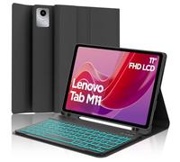 FOGARI Custodia per tastiera Lenovo Tab M11 2024, QWERTZ, 7 colori, illuminazione magnetica, tastiera rimovibile per Lenovo Tab M11 11" 2024 (TB330FU / TB330XU), nero