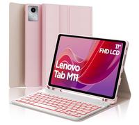 FOGARI Custodia per tastiera Lenovo Tab M11 2024, QWERTZ, 7 colori, illuminazione magnetica, tastiera rimovibile per Lenovo Tab M11 11" 2024 (TB330FU / TB330XU), rosa