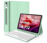 FOGARI Custodia per tastiera Lenovo Tab P12 12.7" 2023, layout QWERTZ, custodia tastiera con magnete rimovibile Bluetooth tedesco per Lenovo Tab P12 12.7 pollici 2023, verde chiaro