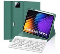 FOGARI Custodia per tastiera Xiaomi Pad 7/7 Pro 11.2 pollici 2024, QWERTZ tedesco, magnetica, rimovibile, tastiera Bluetooth tedesca per Xiaomi Pad 7/7 Pro 11.2", verde scuro