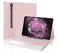 FOGARI Custodia Retroilluminata Tastiera per Samsung Galaxy Tab S10 FE 10.9" 2025/S9 FE 10.9" 2023 con Touchpad, Tastiera Italiana Bluetooth Rimovibile per Tablet Samsung S10 FE/S9 FE 10.9", Rosa