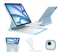 FOGARI Magic Keyboard per iPad Air 11" M2/M3/M4 2024/2025/2026 | Tastiera Bluetooth spagnola con trackpad per iPad Air 11" M2/M3/M4 2026, tastiera con touchpad, blu chiaro