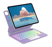 FOGARI Magic Keyboard per iPad Air 11" (M3 2025, M2 2024)/iPad Pro 11 (4ª/3ª/2ª/1ª Gen), supporto magnetico e retroilluminazione multi-trackpad, tastiera QWERTZ tedesca, viola