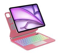 FOGARI Magic Keyboard per iPad Air 13" (M3 2025 M2 2024)/iPad Pro 12.9 (6ª/5ª/4ª/3ª Gen), supporto magnetico e retroilluminazione multi-trackpad, tastiera QWERTZ tedesca, rosso