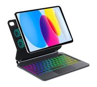 FOGARI Per iPad A16 11 Gen 2025 11" e iPad 10 Gen 2022 10.9" Magic Keyboard | Retroilluminazione a 7 Colori Cover Tastiera Wireless Portatile con Supporto Flottante e Trackpad per Ufficio/Studio, Nero