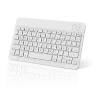 FOGARI Tastiera Bluetooth Tedesca Ricaricabile USB-C Portatile Tastiera Bluetooth Wireless per iPhone, iPad, Samsung, Lenovo, Huawei, Xiaomi, Compatibile con Windows, Android, IOS, Bianco