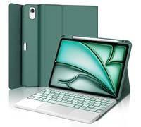 FOGARI Tastiera per iPad Air 11 pollici M2/M3/M4 con touchpad | Custodia con tastiera spagnola Ñ per iPad Air 11 M2/M3/M4 2024/2025/2026, Bluetooth retroilluminata con trackpad, verde scuro