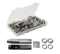 FOGAWA 100 Sets Occhiello Strumento Kit 18mm Kit Occhielli Metallici Strumento argento Kit Occhielli Grommet Rondelle con Attrezzi e Scatola di Stoccaggio per Teloni, Borse, Pelle, Abbigliamento