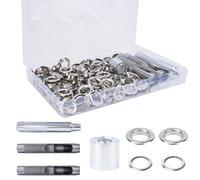FOGAWA 120 Sets Occhiello Strumento Kit 14mm Kit Occhielli Metallici Strumento argento Kit Occhielli Grommet Rondelle con Attrezzi e Scatola di Stoccaggio per Teloni, Borse, Pelle, Abbigliamento