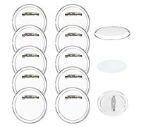 FOGAWA 30Pcs Spille Personalizzate Bambini Spille Fai Da Te Spillette Trasparente Plastica Pins Distintivo Rotondo per Bambini Decorazione Artigianato Zaino 6 x 6 x 0,5 cm con 30 Carta Tonda