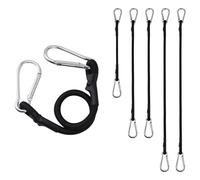 FOGAWA 6 Pezzi 30/60/80cm Corda Elastica con Moschettone,Corde Elastiche con Gancio, Cavi Elastici Extra Forte,Cinghia Elastica con Moschettone Nero, per Tende da Sole,Teloni,Bicicletta,Auto,Campeggio