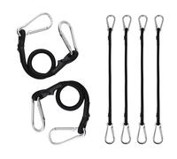 FOGAWA 6 Pezzi 30cm Corda Elastica con Moschettone, Corde Elastiche con Gancio, Cavi Elastici Extra Forte, Cinghia Elastica con Moschettone Nero, per Tende da Sole, Teloni, Bicicletta, Auto, Campeggio