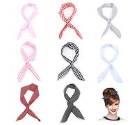 FOGAWA 8pz Fascia per Capelli Stile INS Fasce per Capelli Donna in Cotone Fasce Elastiche per Capelli a Pois Scacchi e Strisce Accessori per Capelli Regolabile 8 Modelli Colori Diversi
