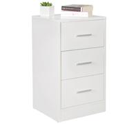 Foggia - Comodino moderno in legno, con 3 cassetti, colore: bianco, 37,5 x 68 x 35 cm, comodino extra alto