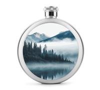 Foggy Mountains - Fiaschetta per whisky con paesaggio paesaggistico, piccola fiaschetta portatile da viaggio, in acciaio inox, a prova di perdite, per feste di nozze, testimone dello sposo, regalo per