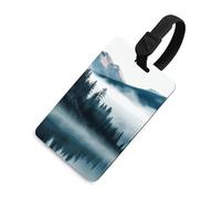 Foggy Mountains - Targhette per bagagli con paesaggio montagne nebbiose, porta carte per valigie, con scudo per la privacy, borsa da viaggio, targhetta identificativa per uomini e donne, zaino da