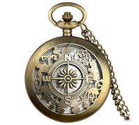 Fogitbok Orologi da tasca vintage al quarzo da uomo con catena ciondolo orologio da tasca orologio da donna collana orologi design unico con scatola, Alice Compass, Orologio da taschino