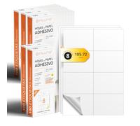 Fogli A4 di Etichette Adesive Bianche, Crea i tuoi Adesivi Personalizzati per qualsiasi Superficie, Carta A4 Adesiva Sicura, Etichetta Adesiva per Stampare - Ofituria (8 per foglio, 500 fogli)