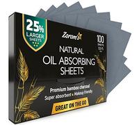 Fogli assorbenti ad olio naturale per viso con carbone di bambù, 25% più grande, 1 pk/100 fogli assorbenti per il viso, facili da erogare e assorbire l'olio