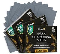Fogli assorbenti ad olio naturale per viso con carbone di bambù, 25% più grande, 3 confezioni/300 fogli assorbenti per il viso, facili da erogare